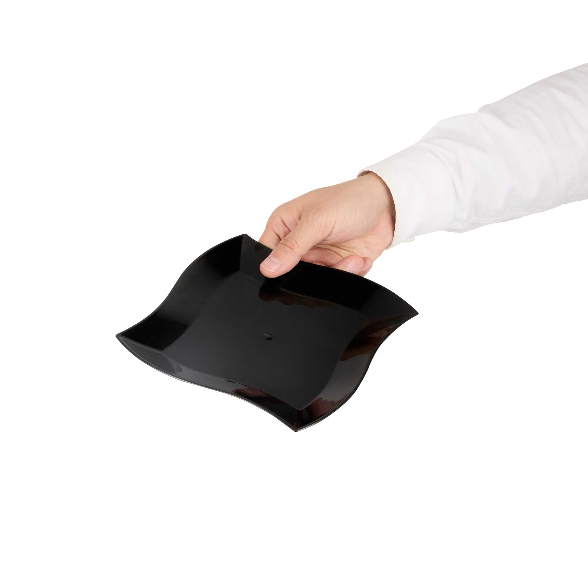Maxi Serve Square Black Plastic Medium Aqua Plate - 7" x 7" x 1/2" - 100 count box