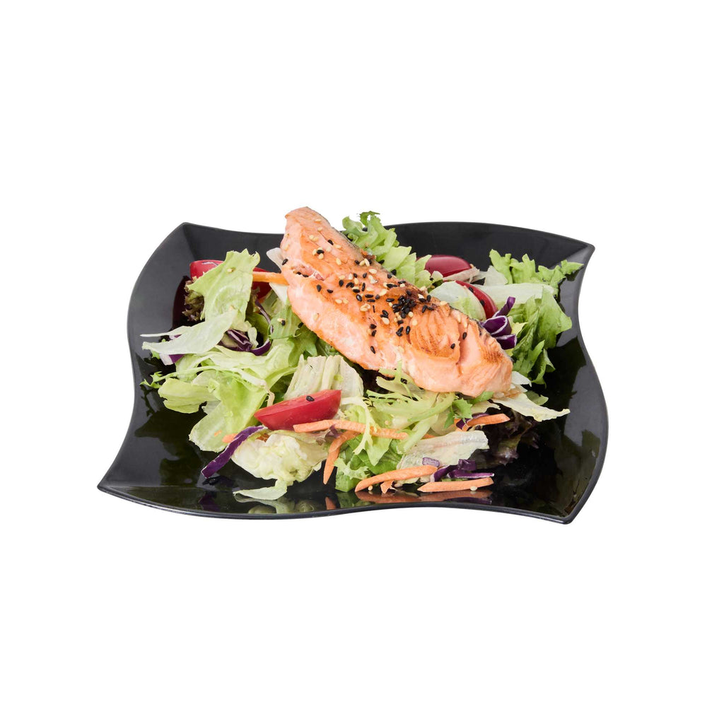 Maxi Serve Square Black Plastic Medium Aqua Plate - 7" x 7" x 1/2" - 100 count box