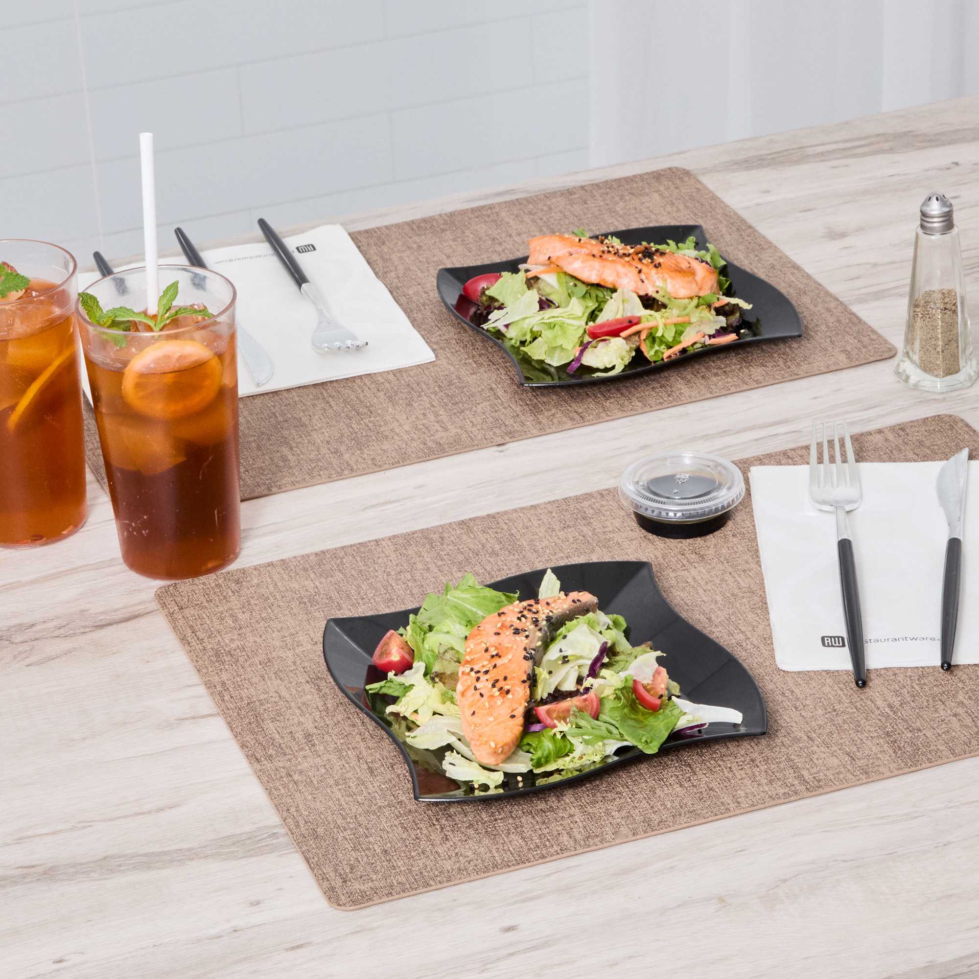 Maxi Serve Square Black Plastic Medium Aqua Plate - 7" x 7" x 1/2" - 100 count box
