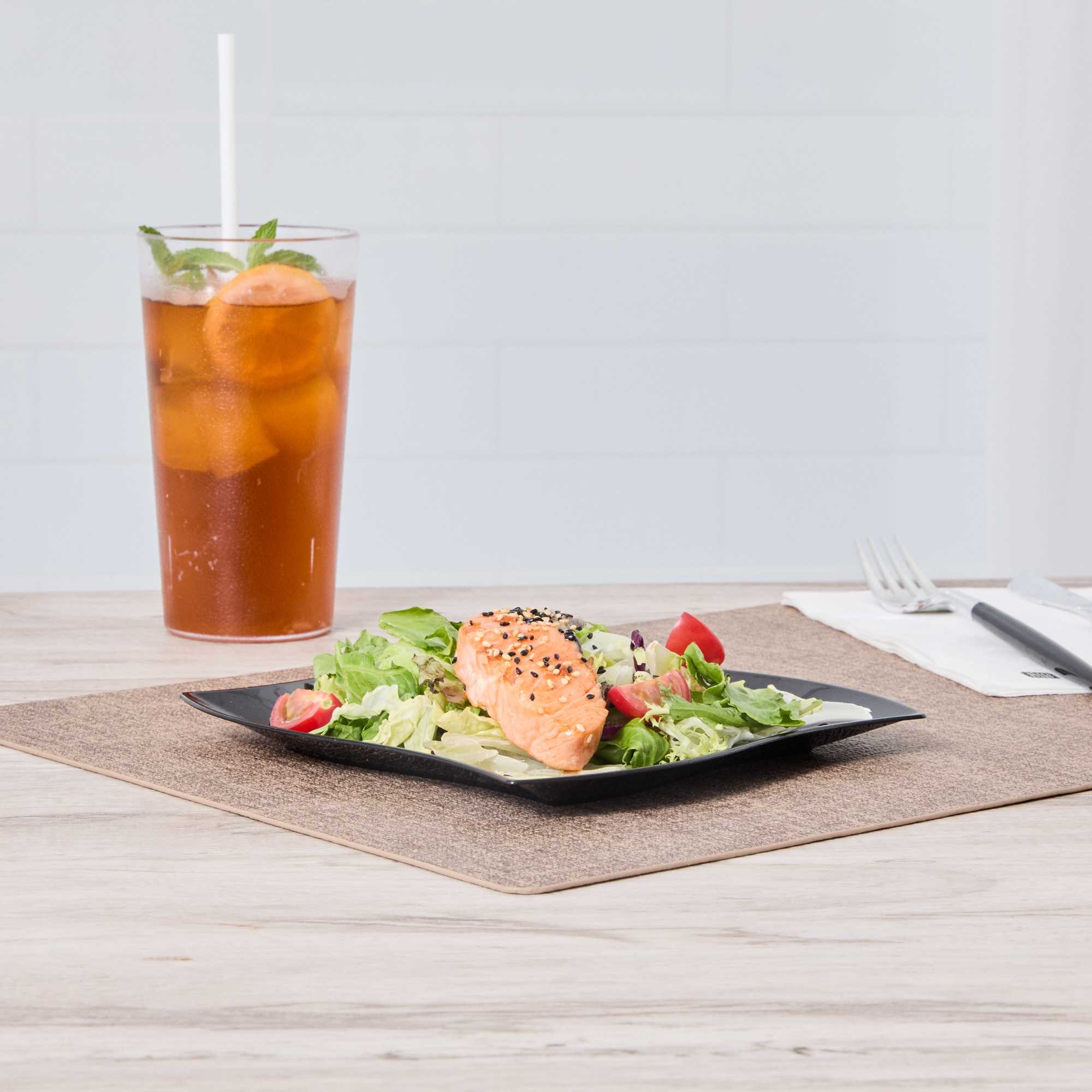 Maxi Serve Square Black Plastic Medium Aqua Plate - 7" x 7" x 1/2" - 100 count box