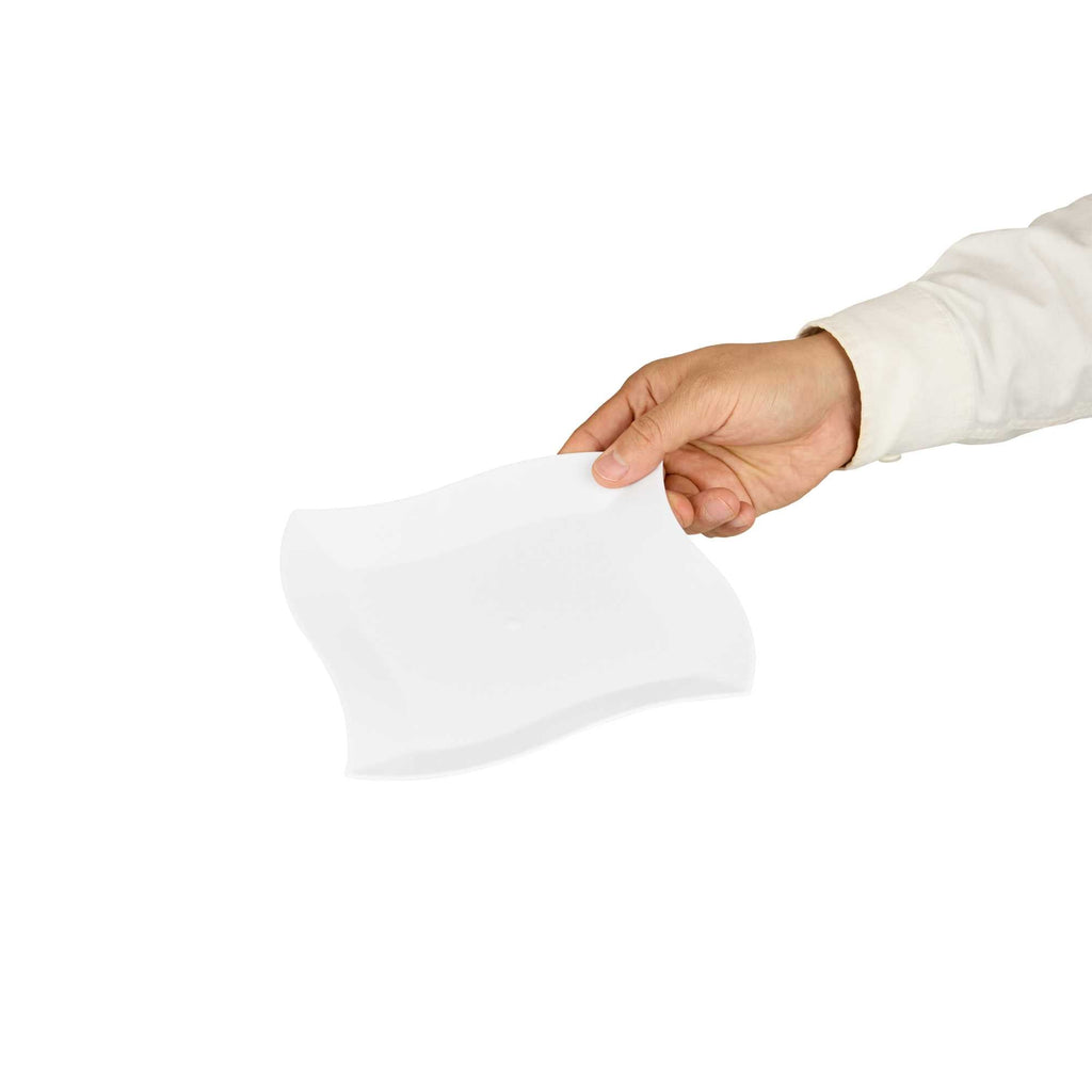 Maxi Serve Square White Plastic Medium Aqua Plate - 7" x 7" x 1/2" - 100 count box