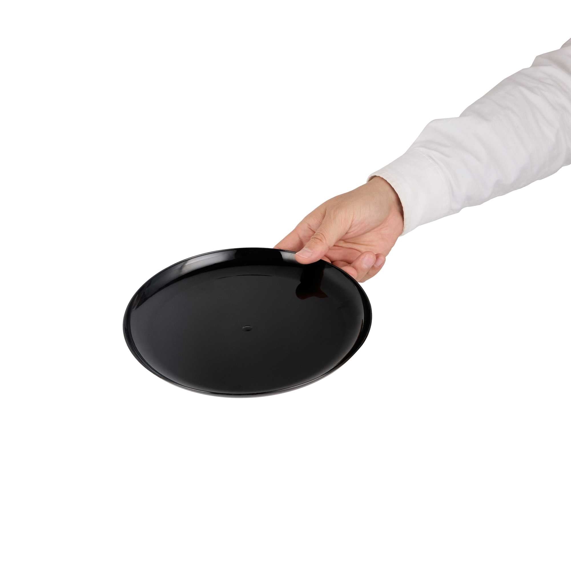 Maxi Serve Round Black Plastic Elegant Plate - 9" x 9" x 1/2" - 100 count box