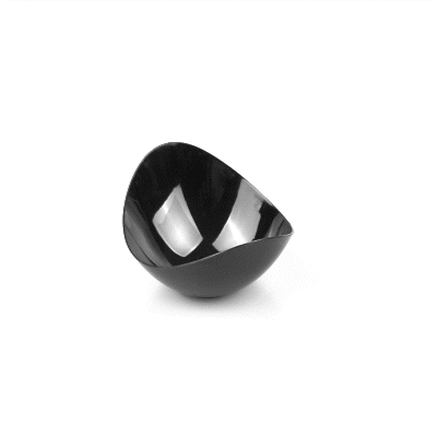 Mini Serve 2 oz Oval Black Plastic Alato Tasting Dish - 3 1/2" x 2 3/4" x 1 3/4" - 100 count box