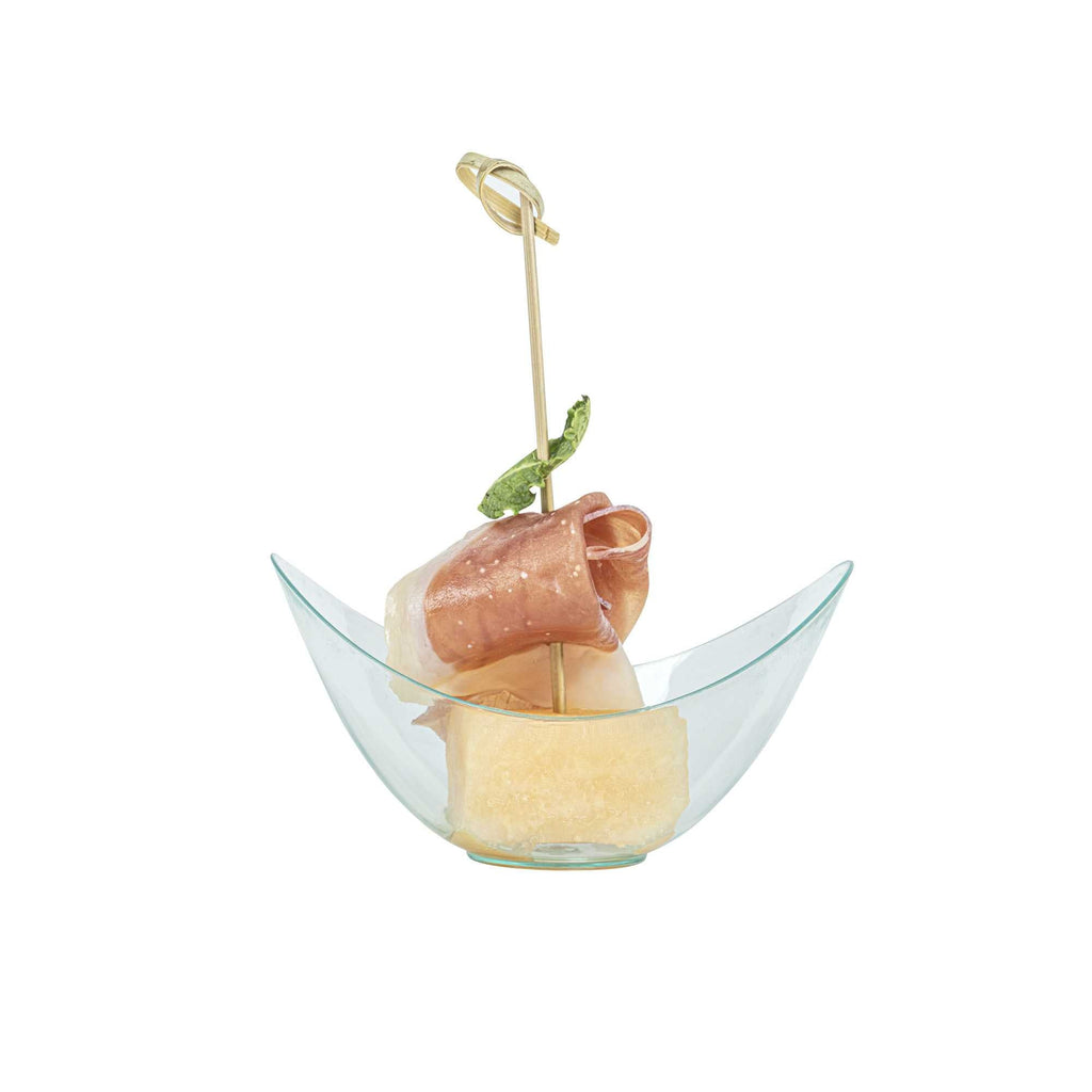 Mini Serve 2 oz Oval Seagreen Plastic Alato Tasting Dish - 3 1/2" x 2 3/4" x 1 3/4" - 100 count box