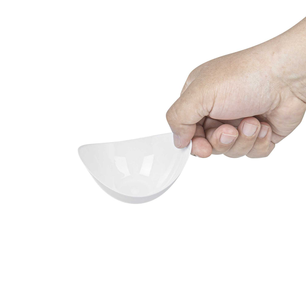 Mini Serve 2 oz Oval White Plastic Alato Tasting Dish - 3 1/2" x 2 3/4" x 1 3/4" - 100 count box