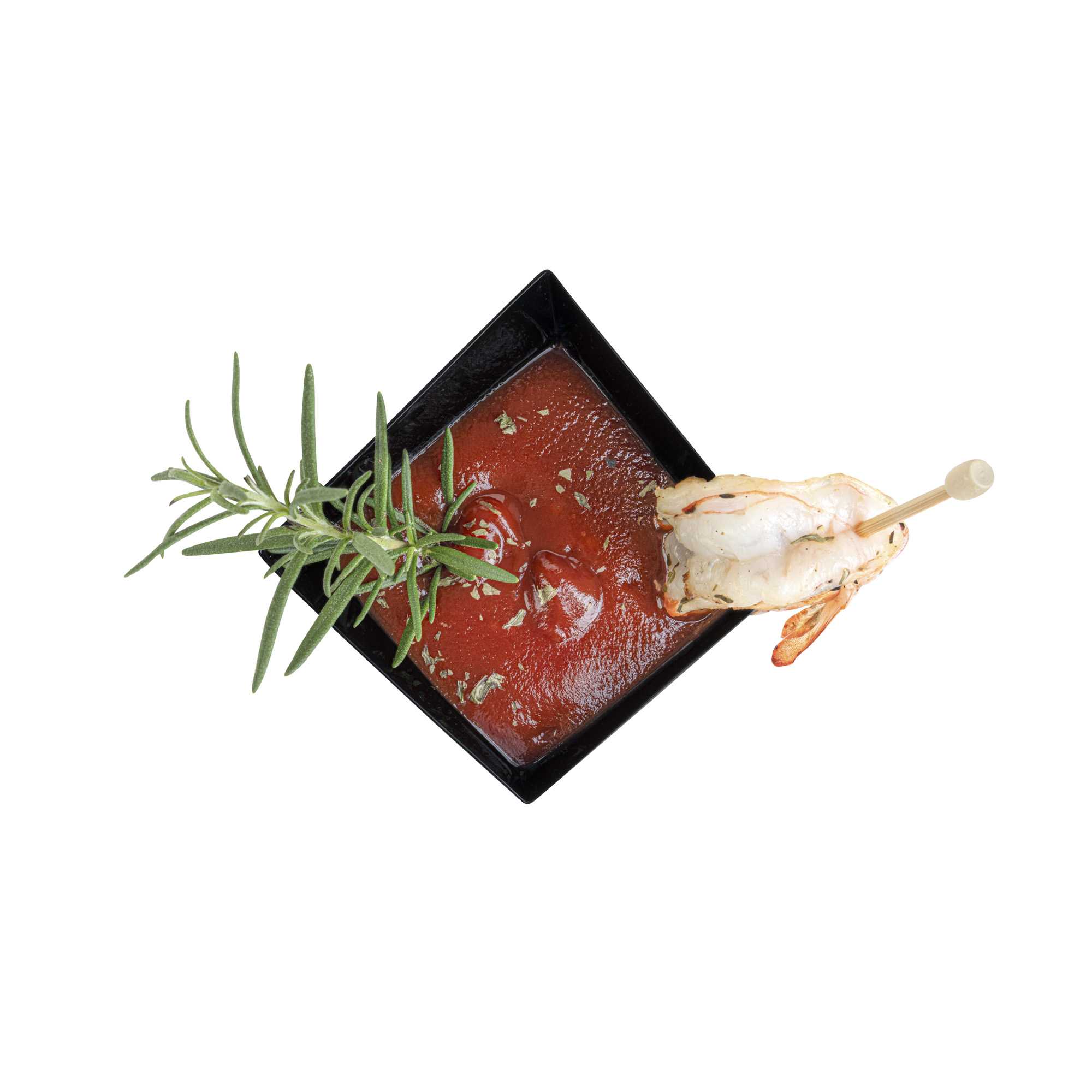 Mini Serve 6 oz Square Black Plastic Large Girata Dish - 3 1/4" x 2 3/4" x 3" - 100 count box