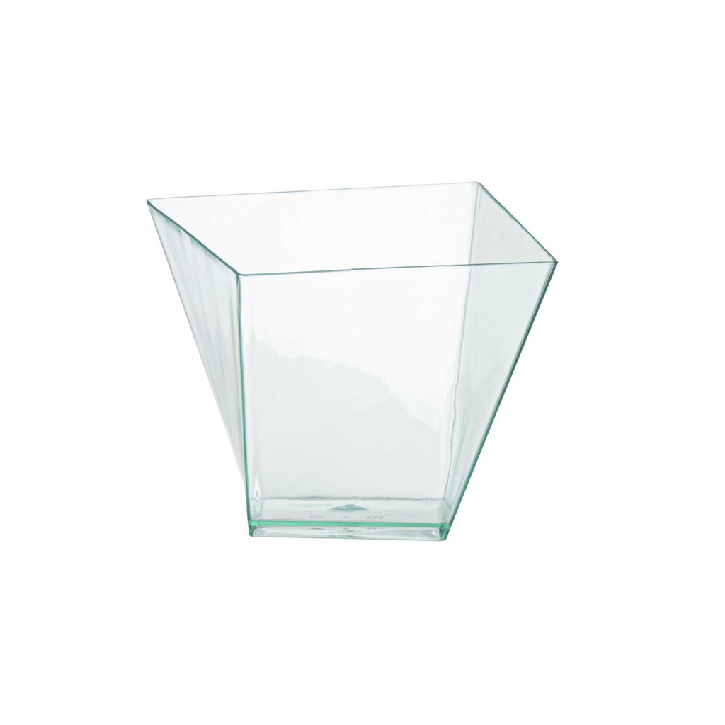 Mini Serve 6 oz Square Seagreen Plastic Large Girata Dish - 3 1/4" x 2 3/4" x 3" - 100 count box
