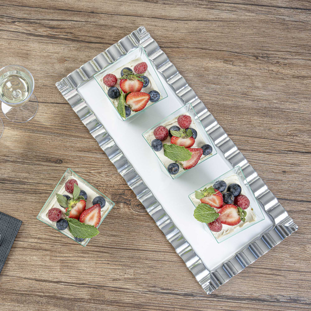 Mini Serve 6 oz Square Seagreen Plastic Large Girata Dish - 3 1/4" x 2 3/4" x 3" - 100 count box
