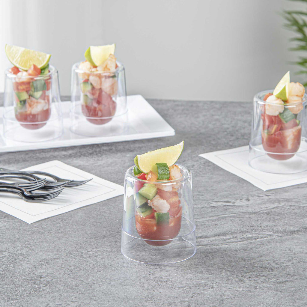 Mini Serve 2 oz Round Clear Plastic Double Walled Cup - 2" x 2" x 2 1/2" - 100 count box