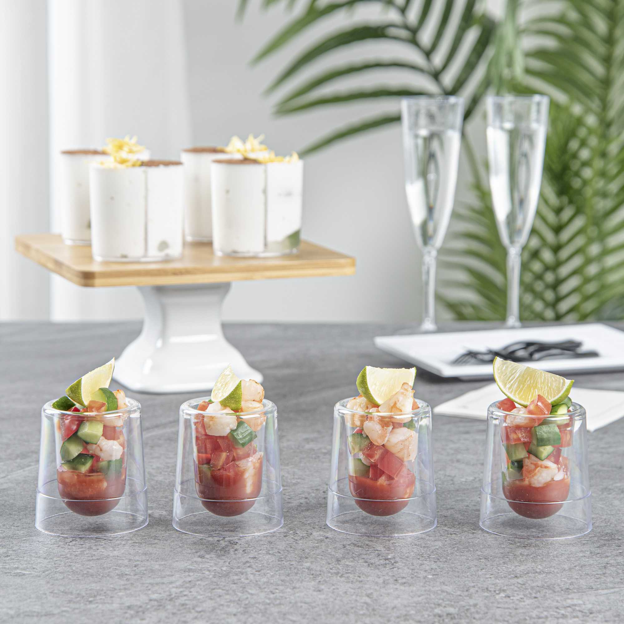 Mini Serve 2 oz Round Clear Plastic Double Walled Cup - 2" x 2" x 2 1/2" - 100 count box