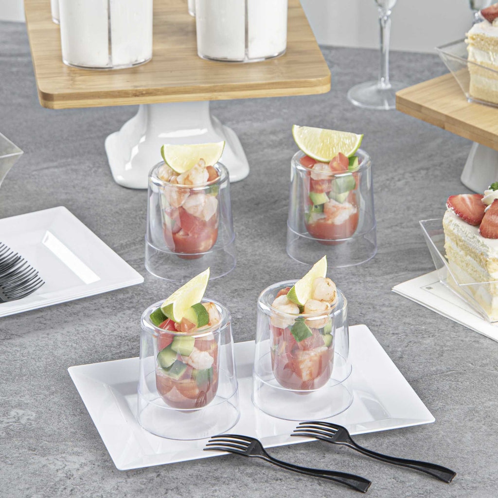 Mini Serve 2 oz Round Clear Plastic Double Walled Cup - 2" x 2" x 2 1/2" - 100 count box