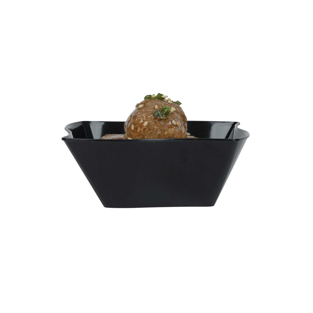 Mini Serve 6 oz Square Black Plastic Aqua Bowl - 3 1/4" x 3 1/4" x 1 1/2" - 100 count box