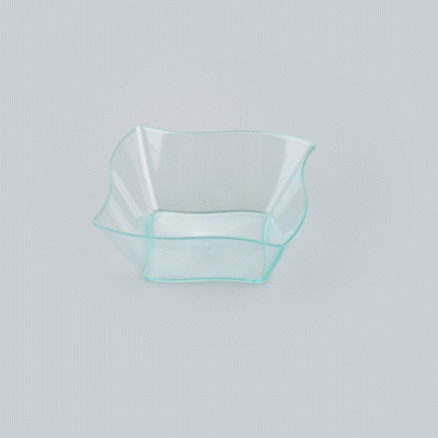 Mini Serve 6 oz Square Seagreen Plastic Aqua Bowl - 3 1/4" x 3 1/4" x 1 1/2" - 100 count box