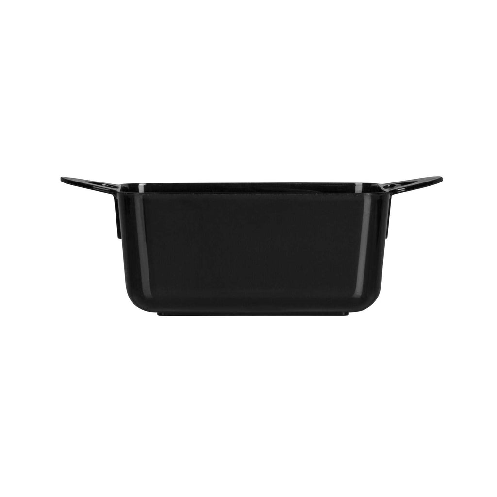 Mini Serve 3 oz Rectangle Black Plastic Cocotte - 3 3/4" x 2" x 1 1/2" - 100 count box