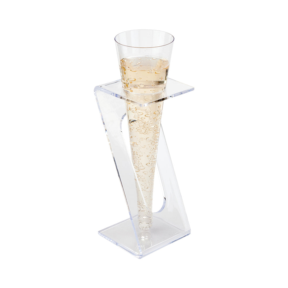 Bev Tek Clear Plastic Individual Champagne Flute Stand - 6" x 2 1/4" x 2 1/4" - 5 count box