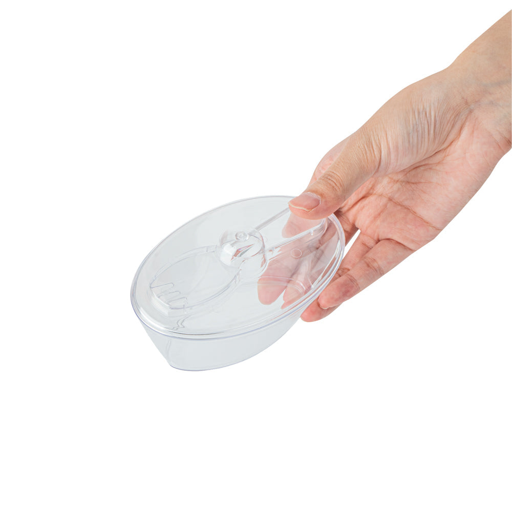 Mini Serve 4 oz Oval Clear Plastic Deli Cup - with Spork in Lid - 4 1/2" x 2 3/4" x 2 3/4" - 100 count box