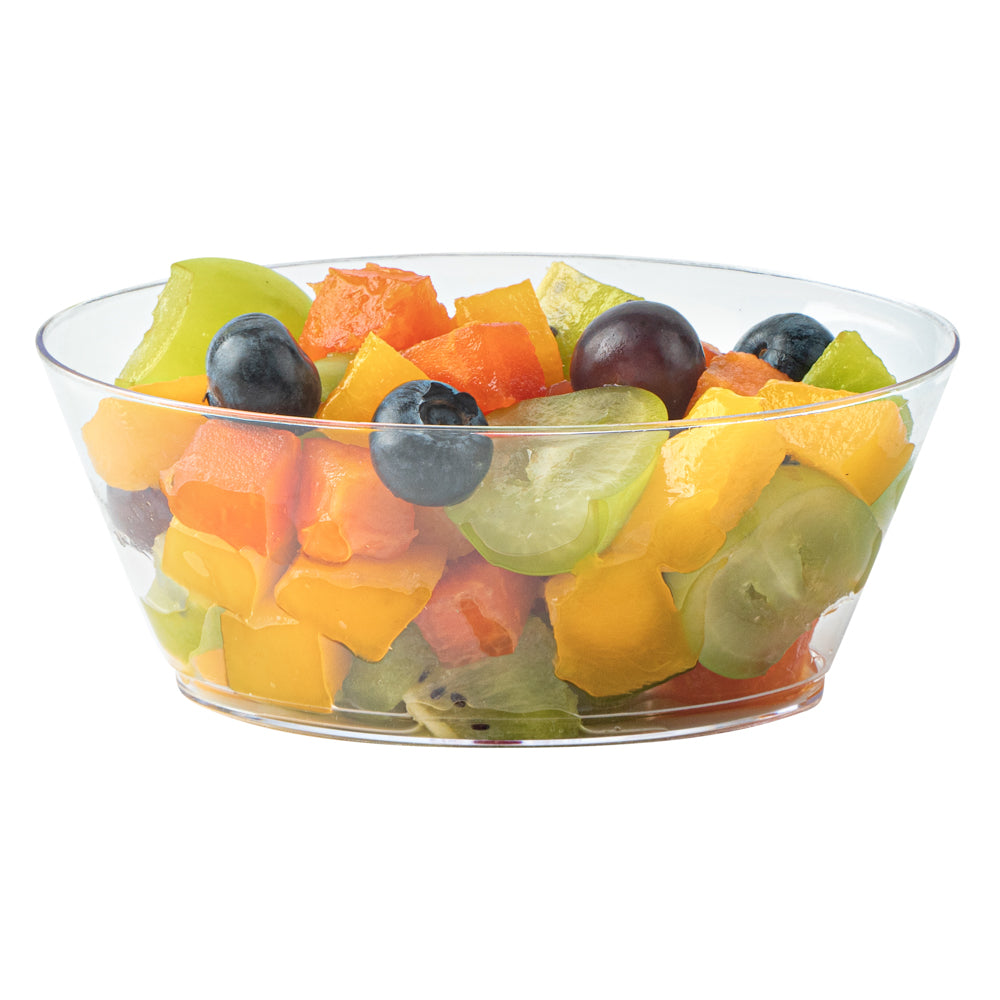 Mini Serve 4 oz Oval Clear Plastic Deli Cup - with Spork in Lid - 4 1/2" x 2 3/4" x 2 3/4" - 100 count box