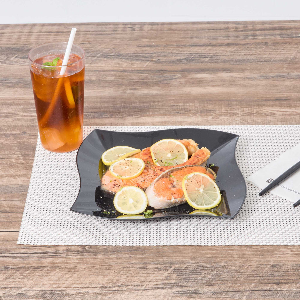 Maxi Serve Square Black Plastic Large Aqua Plate - 9" x 9" x 1/2" - 100 count box