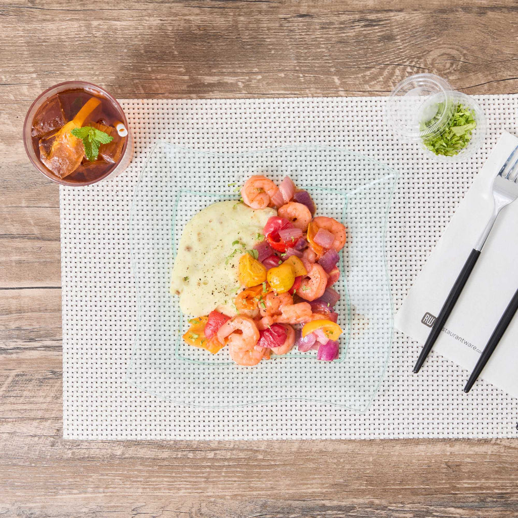 Square Seagreen Plastic Large Aqua Plate - 9" x 9" x 1/2" - 100 count box