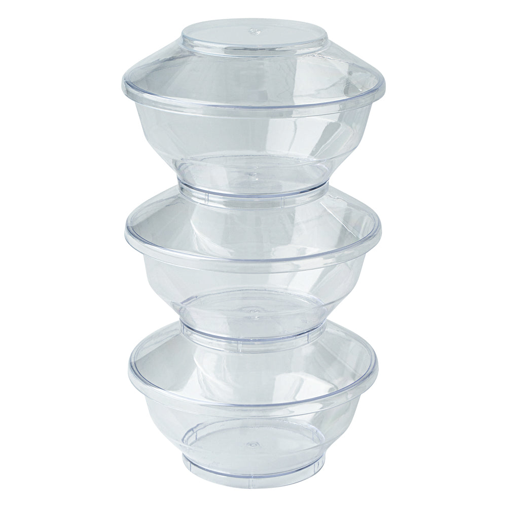 Mini Serve 4 oz Round Clear Plastic Medium Deli Cup - with Lid - 3 1/4" x 3 1/4" x 2" - 100 count box
