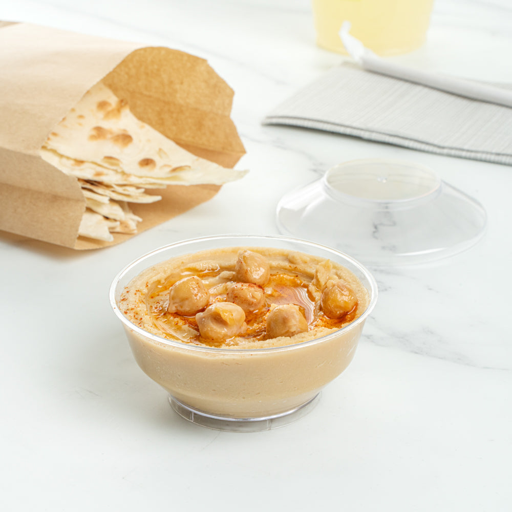 Mini Serve 4 oz Round Clear Plastic Medium Deli Cup - with Lid - 3 1/4" x 3 1/4" x 2" - 100 count box