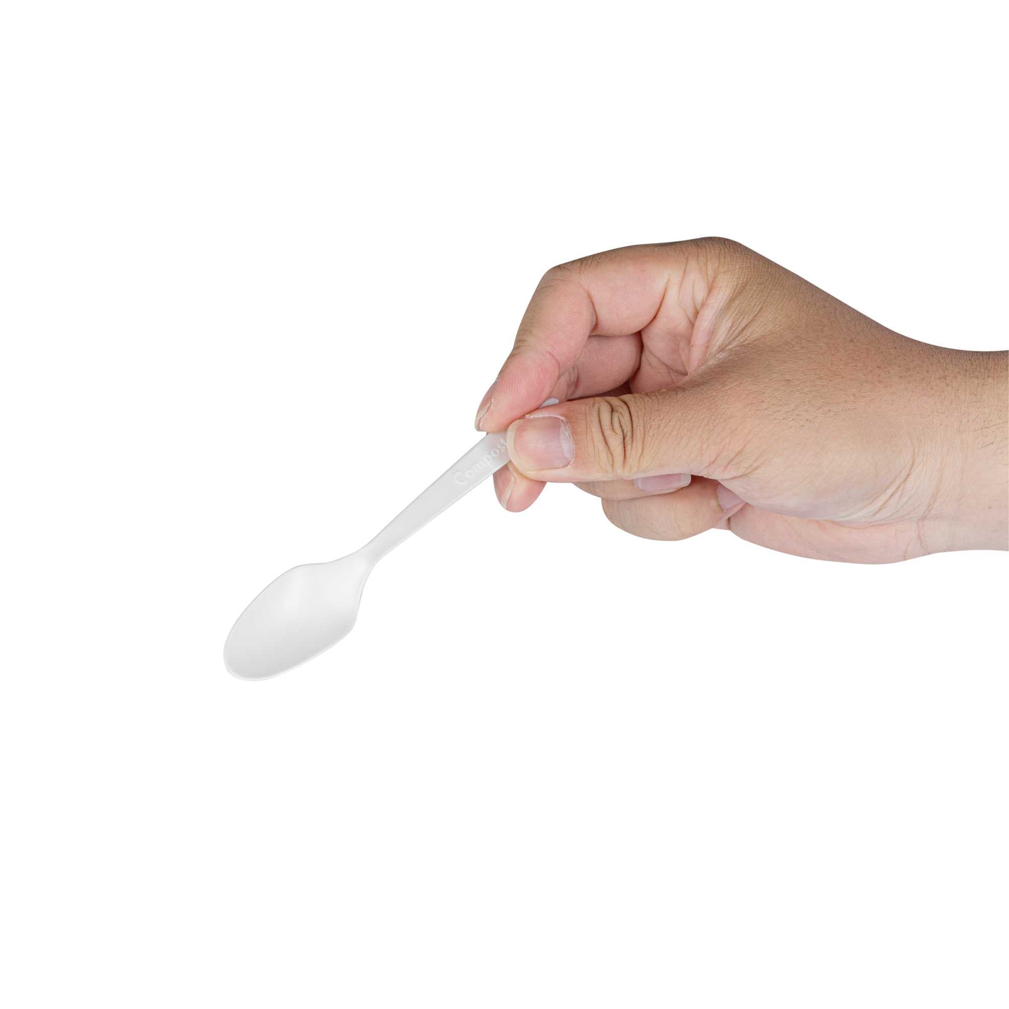 Basic Nature White CPLA Plastic Dessert Spoon - Compostable - 5" - 500 count box