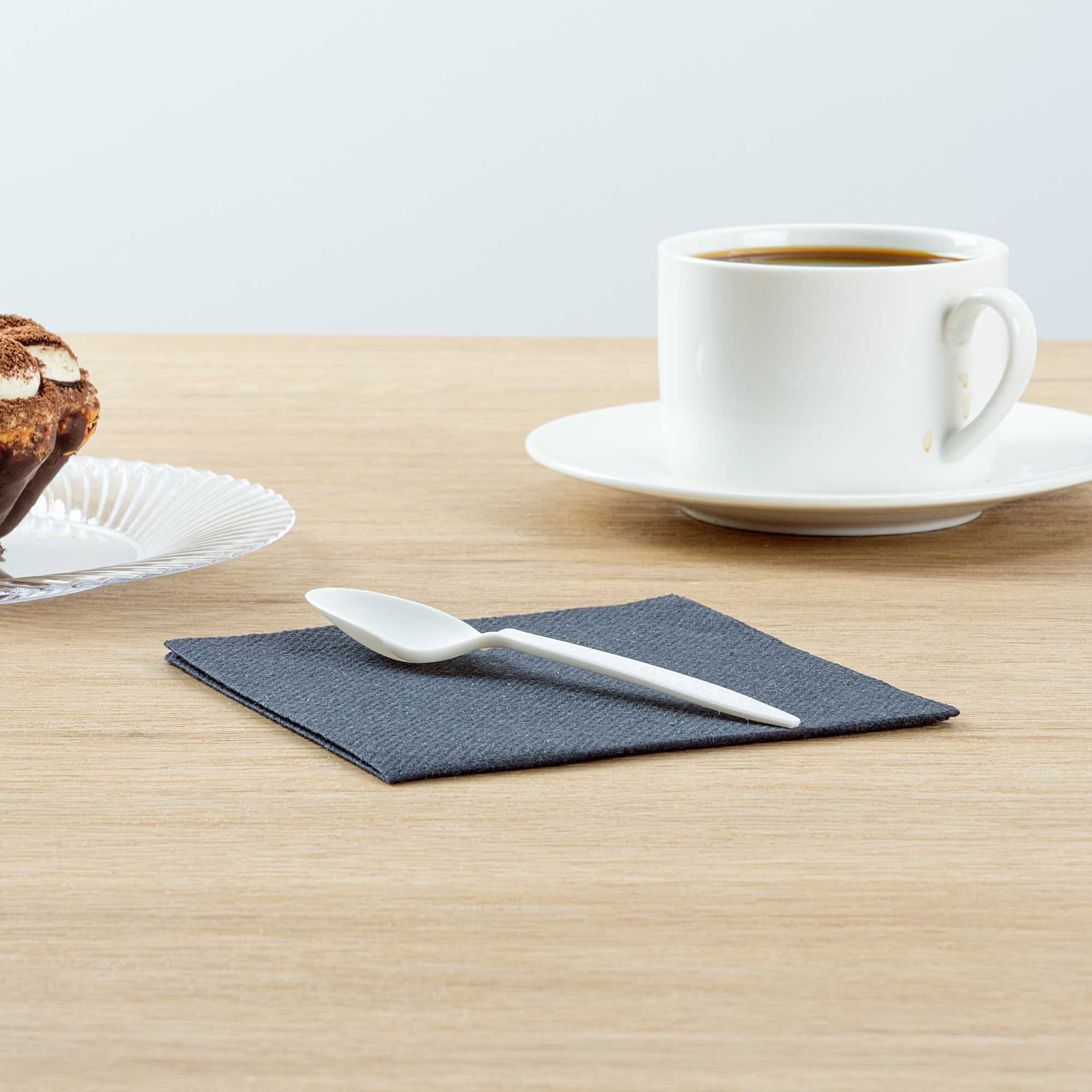 Basic Nature White CPLA Plastic Dessert Spoon - Compostable - 5" - 500 count box