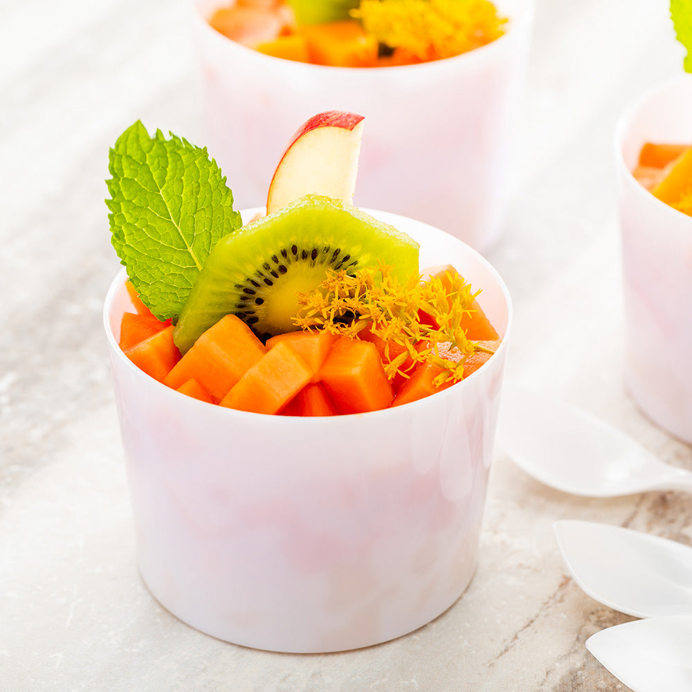 Mini Serve 6 oz Round White Plastic Cylindro Cup - 2 1/4" x 2 1/4" x 3" - 100 count box