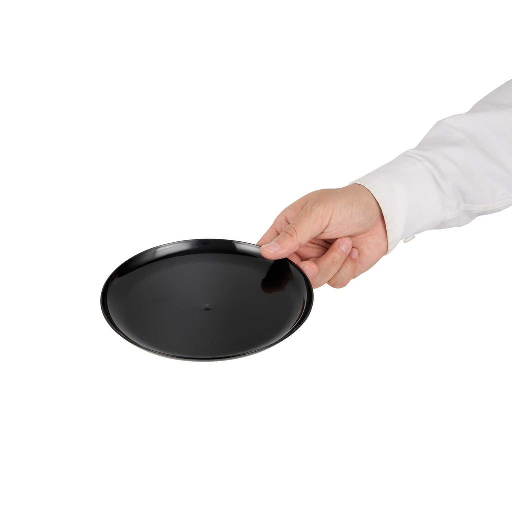 Maxi Serve Round Black Plastic Medium Elegant Plate - 7" x 7" - 100 count box