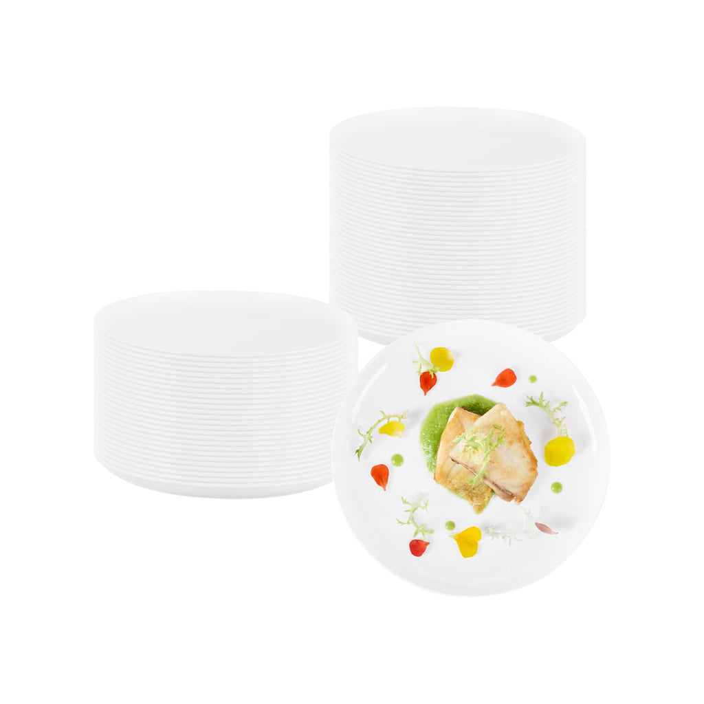Maxi Serve Round White Plastic Medium Elegant Plate - 7" x 7" - 100 count box