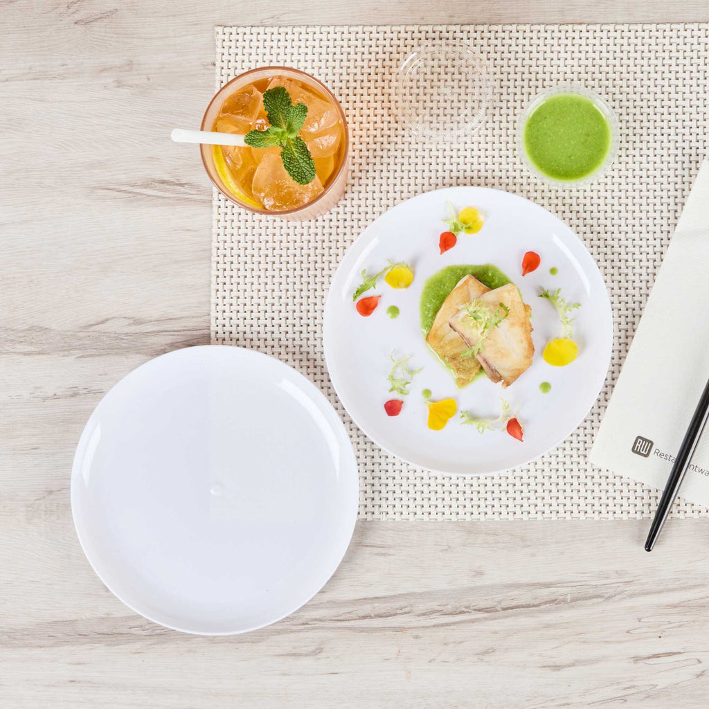 Maxi Serve Round White Plastic Medium Elegant Plate - 7" x 7" - 100 count box