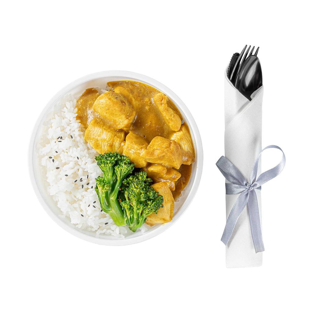 Argento Black Plastic Cutlery Set - with White Napkin, Silver Ribbon - 7 1/4" x 2" x 1 3/4" - 100 count box