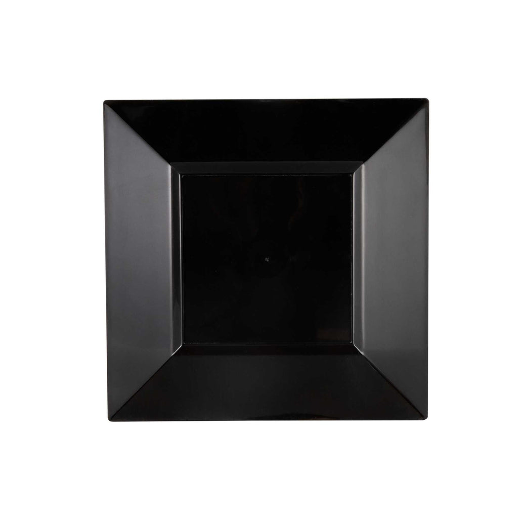 Maxi Serve Square Black Plastic Medium Plate - 8 1/4" x 8 1/4" x 1/2" - 100 count box