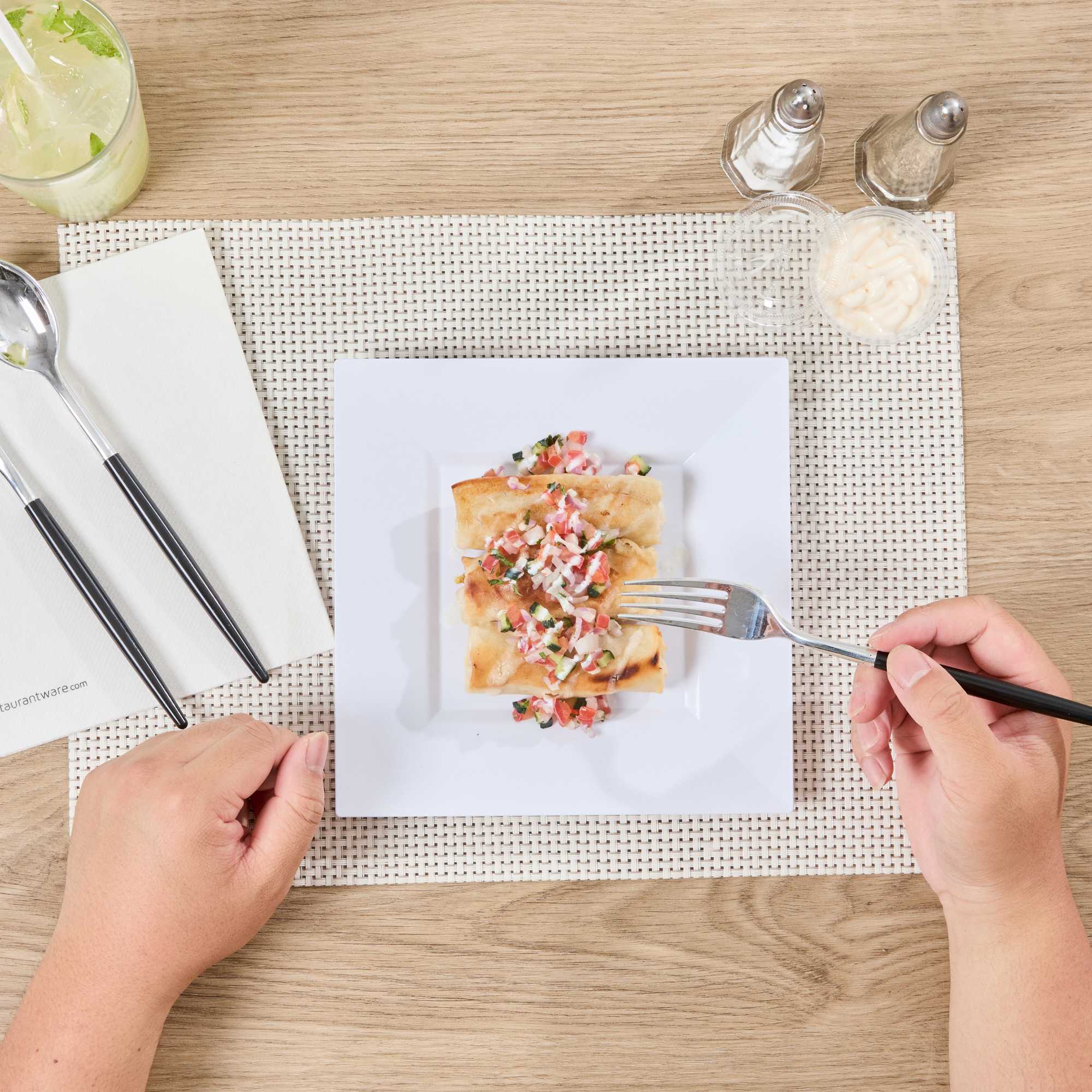 Maxi Serve Square White Plastic Medium Plate - 8 1/4" x 8 1/4" x 1/2" - 100 count box