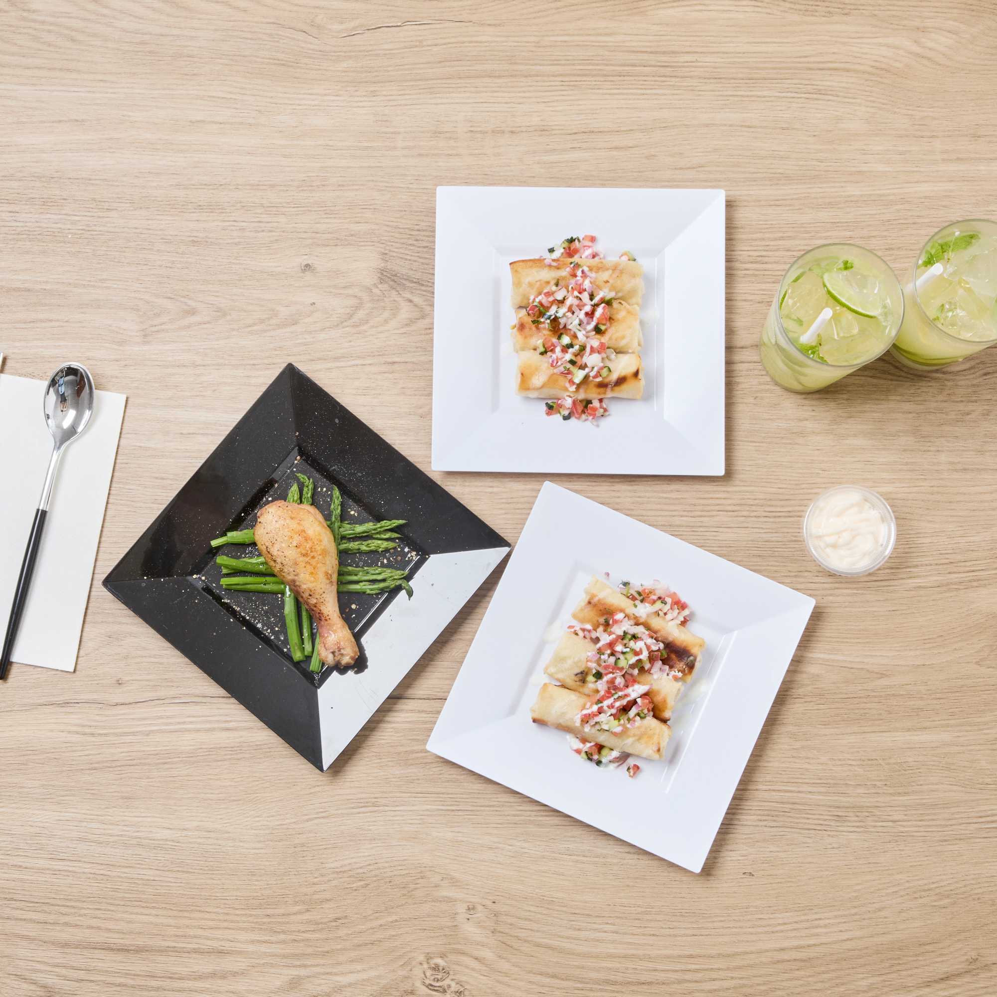 Maxi Serve Square White Plastic Medium Plate - 8 1/4" x 8 1/4" x 1/2" - 100 count box