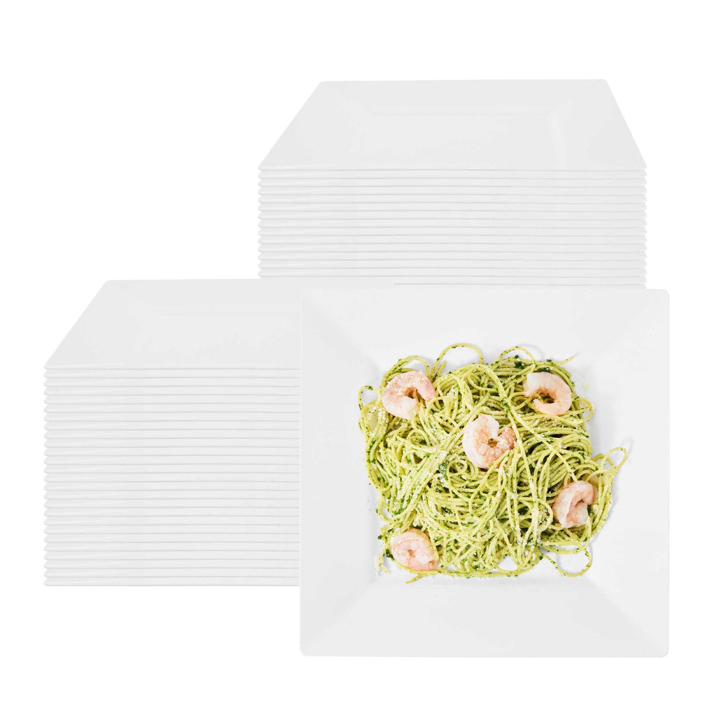 Maxi Serve Square White Plastic Dinner Plate - 10 3/4" x 10 3/4" x 1/2" - 100 count box