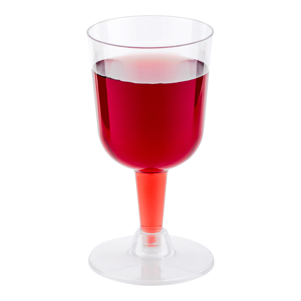Bev Tek 4 oz Round Clear Plastic Calice Wine Glass - 2 1/2" x 2 1/2" x 5" - 100 count box