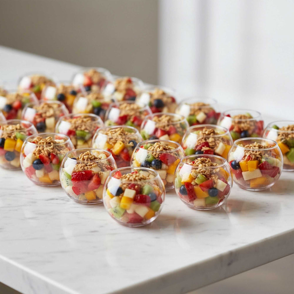 Mini Serve 2 oz Sphere Clear Plastic Cup - 2 1/4" x 2 1/4" x 3 1/4" - 100 count box