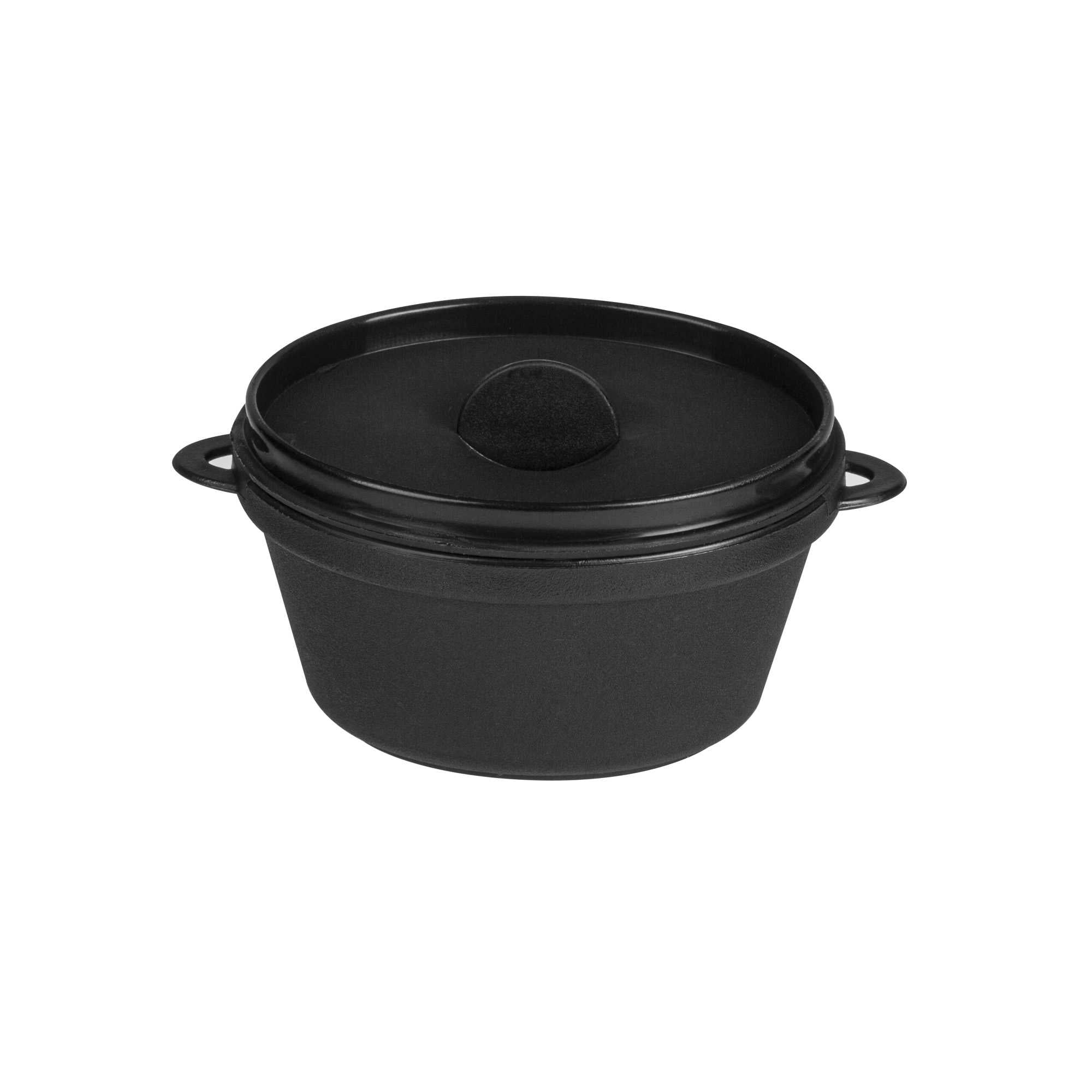 Mini Serve 12 oz Oval Black Plastic Large Kettle Dish - 6" x 4" x 2 3/4" - 100 count box