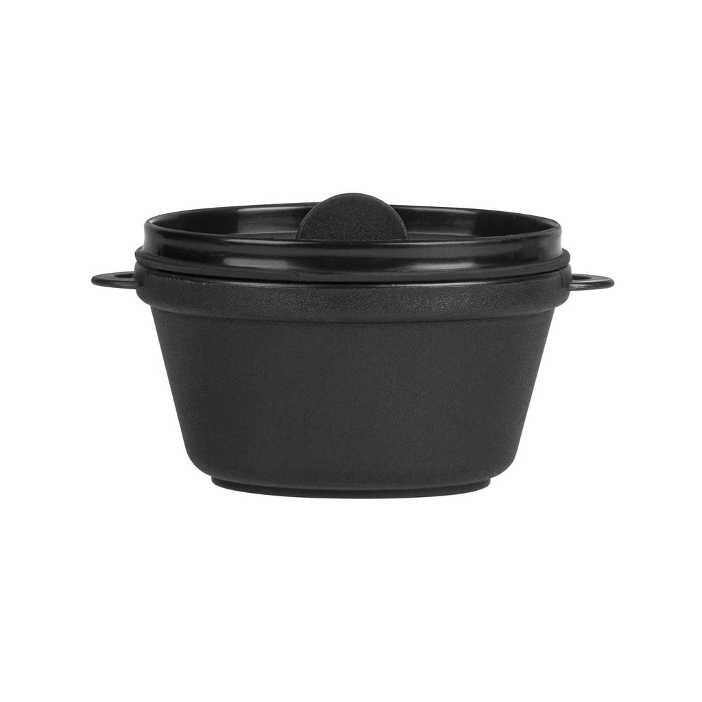Mini Serve 12 oz Oval Black Plastic Large Kettle Dish - 6" x 4" x 2 3/4" - 100 count box