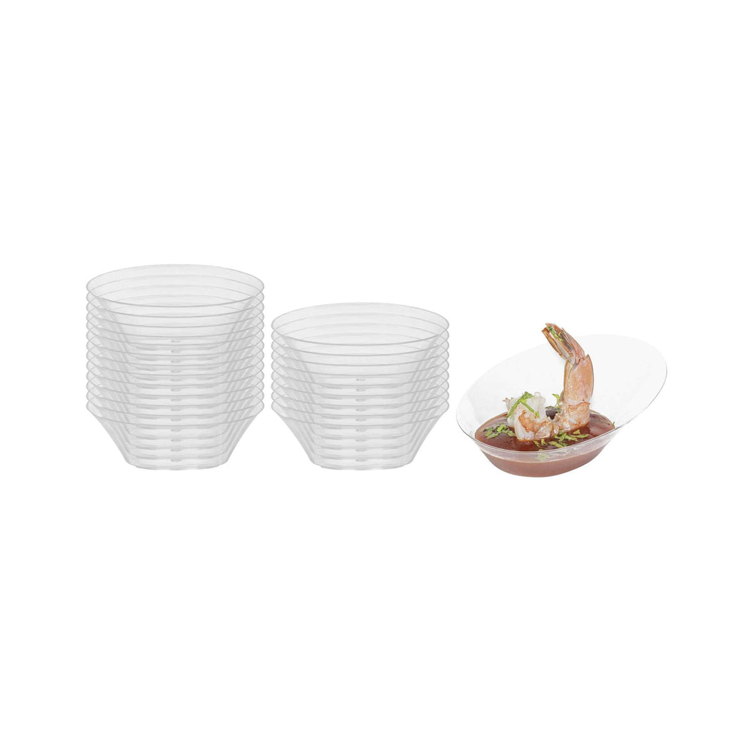 Mini Serve Oval Clear Plastic Ellipse Dish - 4" x 3" x 1 1/4" - 100 count box