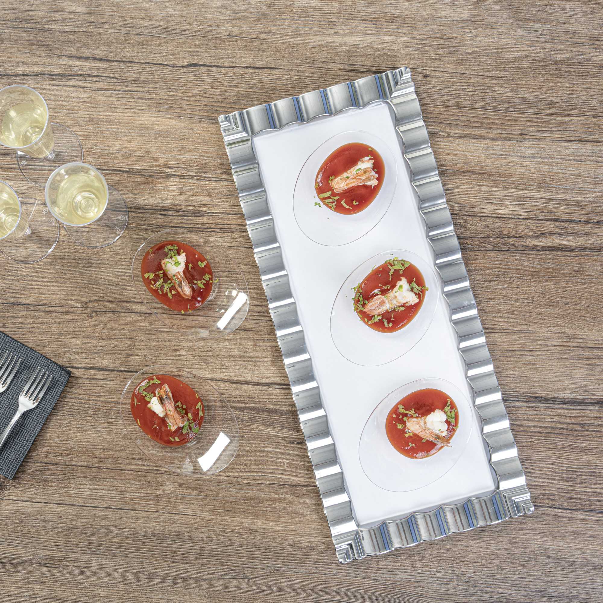 Mini Serve Oval Clear Plastic Ellipse Dish - 4" x 3" x 1 1/4" - 50 count box