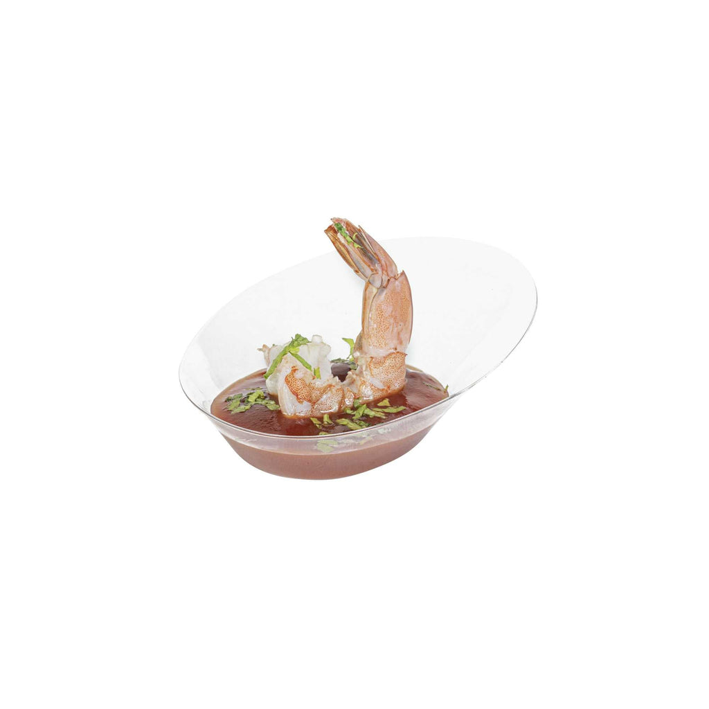 Mini Serve Oval Clear Plastic Ellipse Dish - 4" x 3" x 1 1/4" - 100 count box