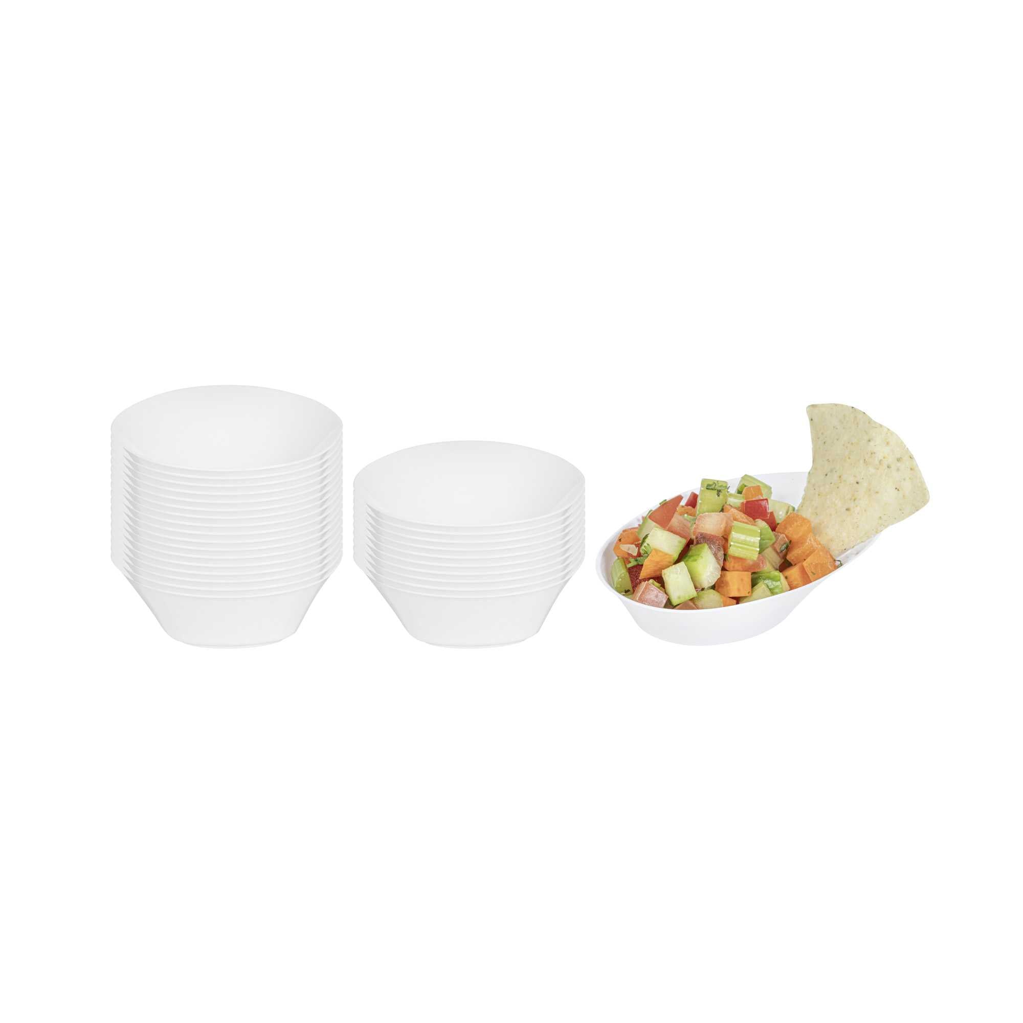 Mini Serve Oval White Plastic Ellipse Dish - 4" x 3" x 1 1/4" - 50 count box