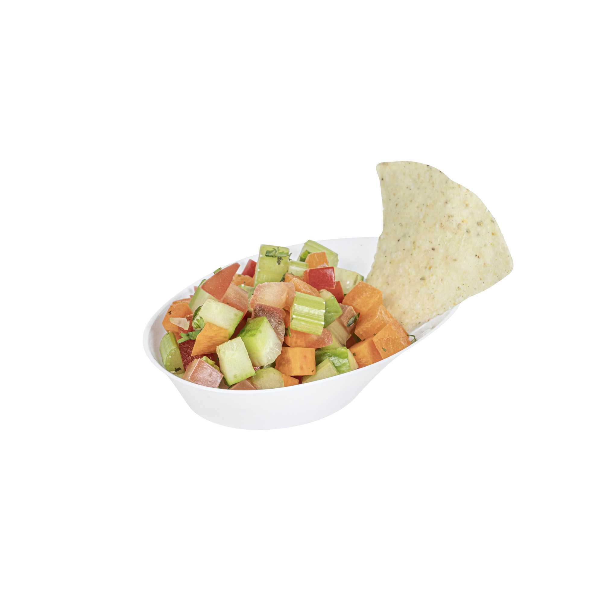 Mini Serve Oval White Plastic Ellipse Dish - 4" x 3" x 1 1/4" - 50 count box