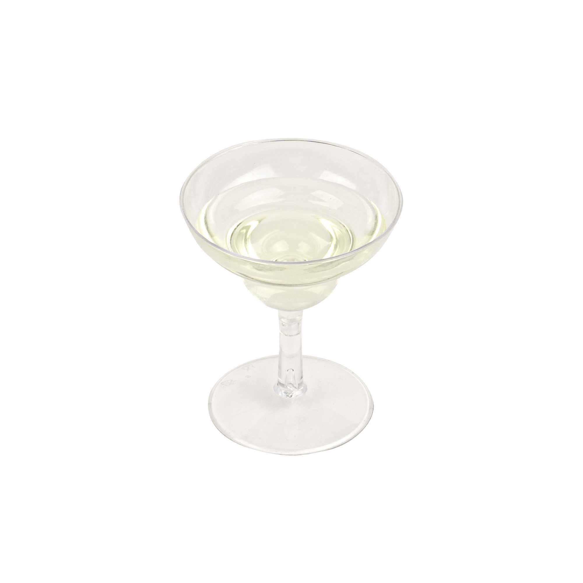 Bev Tek 2 oz Round Clear Plastic Mini Margarita Glass - 2 3/4" x 2 3/4" x 3 1/4" - 100 count box