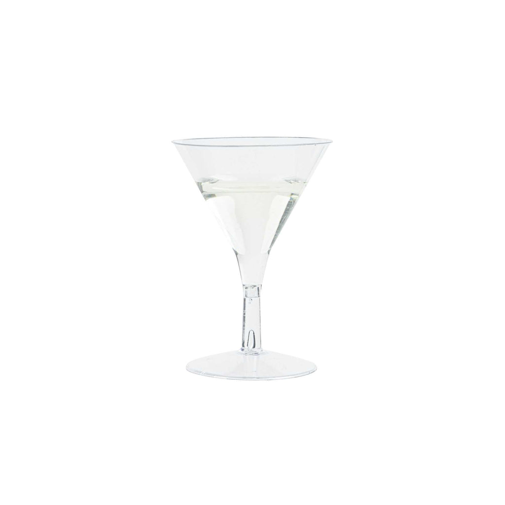 Bev Tek 2 oz Round Clear Plastic Mini Martini Glass - 2 1/2" x 2 1/2" x 3 3/4" - 100 count box