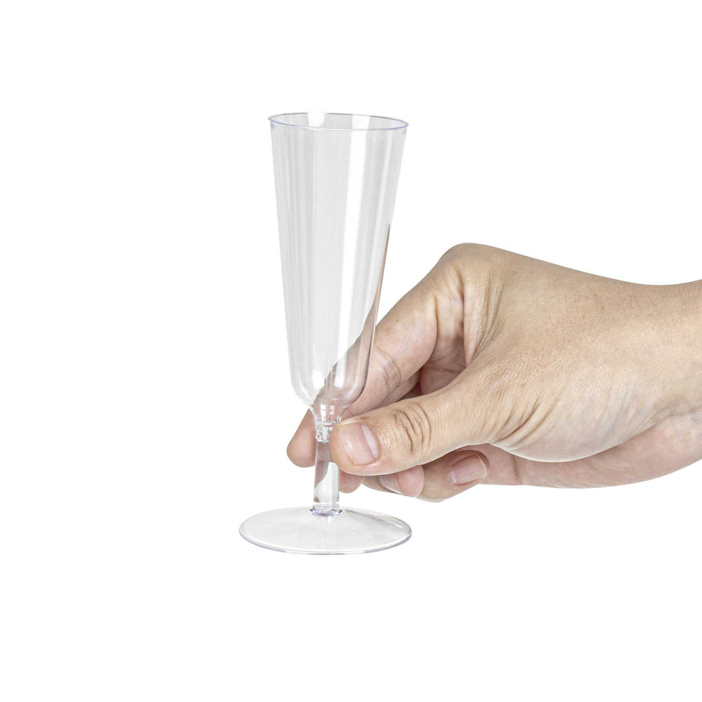 Bev Tek 2 oz Round Clear Plastic Mini Champagne Glass - 2" x 2" x 5" - 100 count box