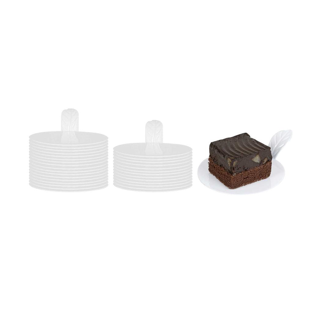 Pastry Tek Round White Plastic Pastry Pallet - 3" x 3" x 1" - 100 count box