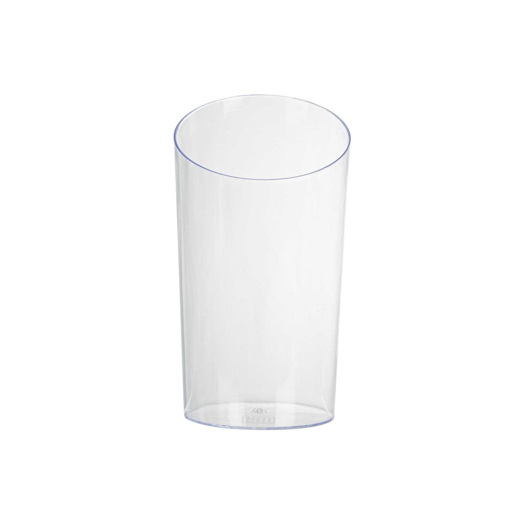 Mini Serve 5 oz Round Clear Plastic Large Incline Tube Glass - 2 1/4" x 2 1/4" x 4 1/4" - 100 count box